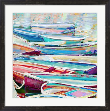 Framed Row Boats III Print