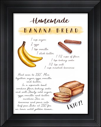 Framed Banana Bread Recipe Print