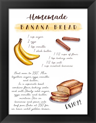 Framed Banana Bread Recipe Print