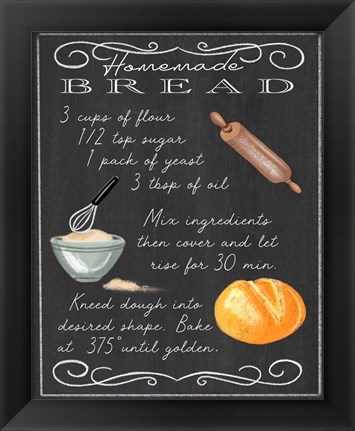 Framed Homemade Bread Recipe Print