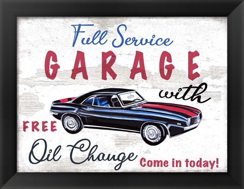 Framed Full Service Garage Print