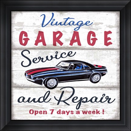 Framed Vintage Garage Print