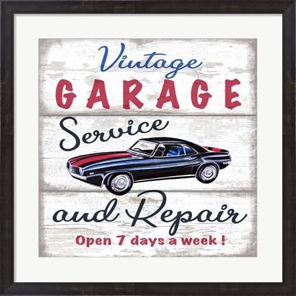 Framed Vintage Garage Print