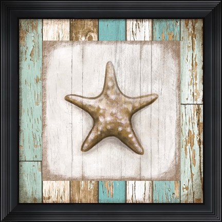 Framed Starfish on Beach Print