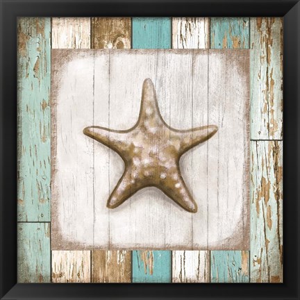 Framed Starfish on Beach Print