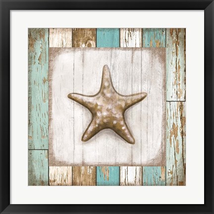 Framed Starfish on Beach Print