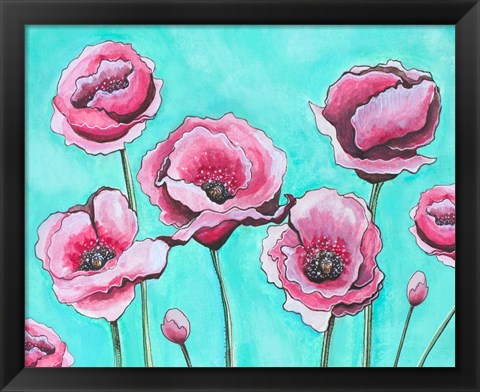 Framed Pink Poppies II Print