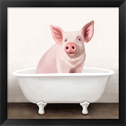 Framed Pig in Bathtub Solo Print