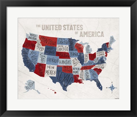 Framed Patchwork USA Print