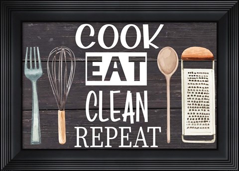 Framed Cook Eat Clean Repeat Print