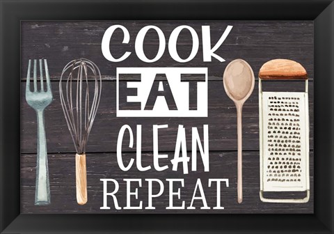 Framed Cook Eat Clean Repeat Print