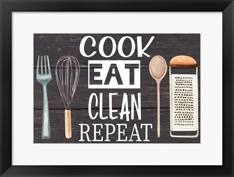 Framed Cook Eat Clean Repeat Print