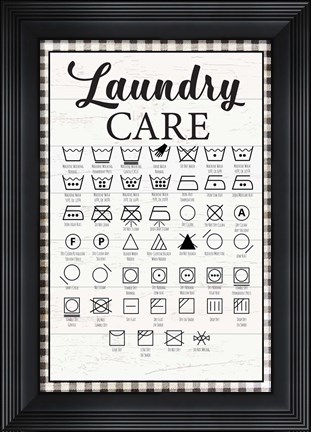 Framed Laundry Instructions Print