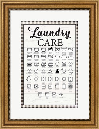Framed Laundry Instructions Print