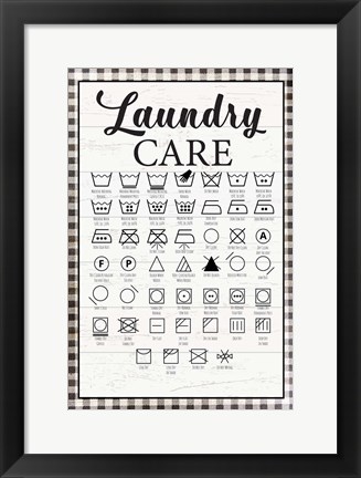 Framed Laundry Instructions Print