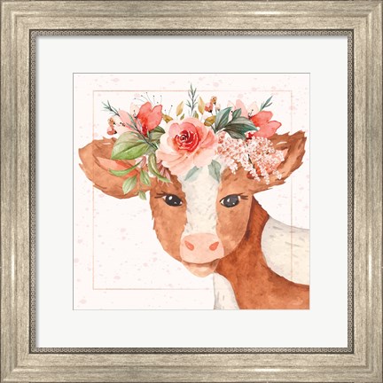 Framed Baby Cow Print