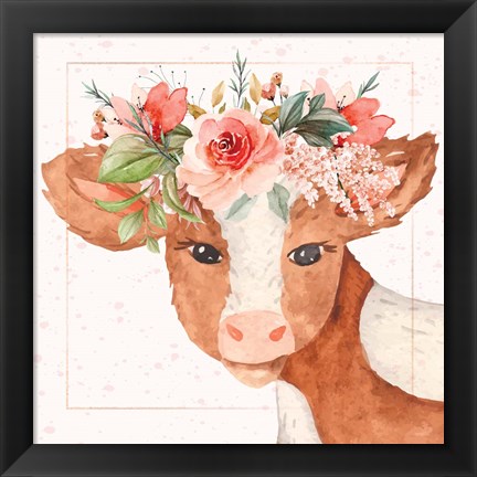 Framed Baby Cow Print