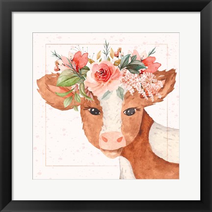 Framed Baby Cow Print