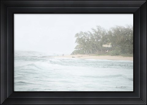 Framed Misty Beach Walk Print