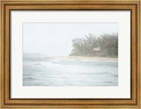 Framed Misty Beach Walk Print