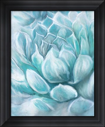 Framed Aqua Succulent IV Print
