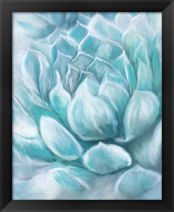 Framed Aqua Succulent IV Print