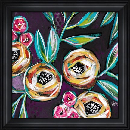 Framed Purple Floral I Print