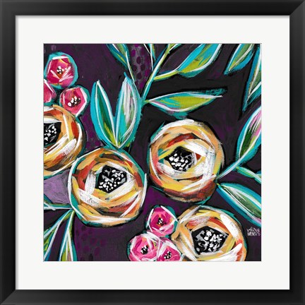 Framed Purple Floral I Print