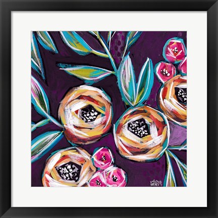 Framed Purple Floral II Print