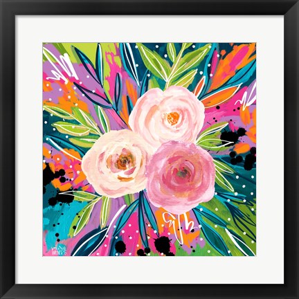 Framed Pink Floral II Print