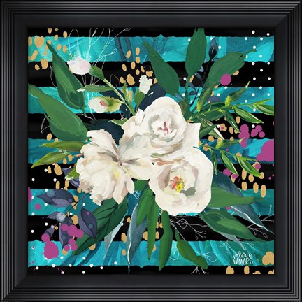 Framed Floral w/ Stripes Print