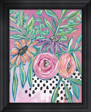 Framed Floral Dots Print