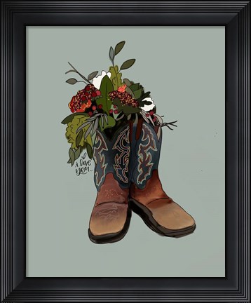 Framed Boot Bouquet Print