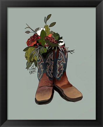 Framed Boot Bouquet Print