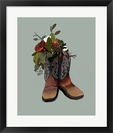 Framed Boot Bouquet Print