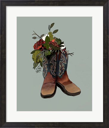 Framed Boot Bouquet Print