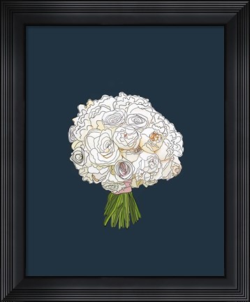 Framed White Rose Bouquet Print