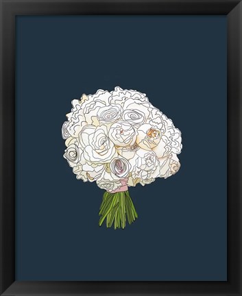 Framed White Rose Bouquet Print