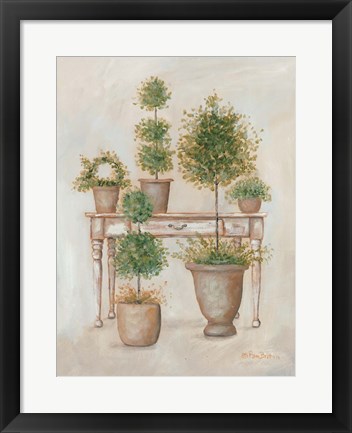 Framed Potting Bench &amp; Topiaries II Print