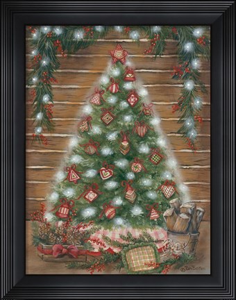 Framed Log Cabin Christmas Print