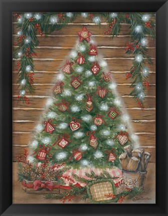 Framed Log Cabin Christmas Print