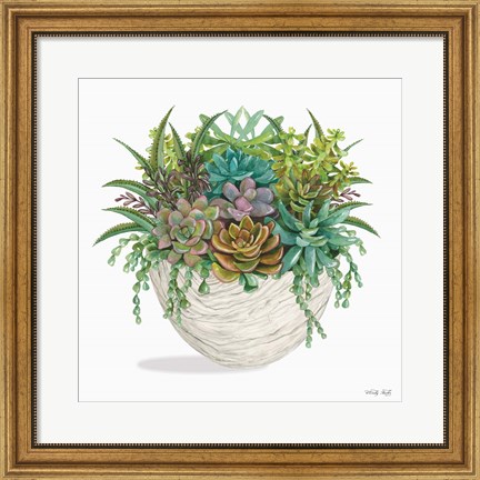 Framed Succulent on White II Print