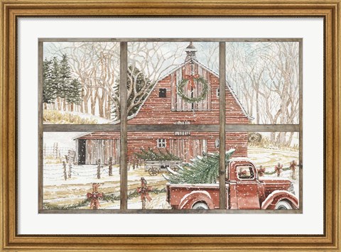 Framed Christmas Barn View Print