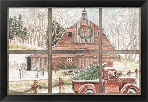 Framed Christmas Barn View Print
