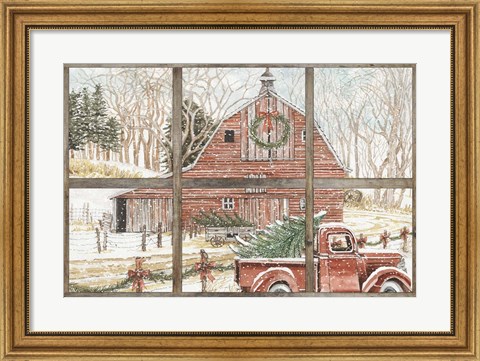 Framed Christmas Barn View Print