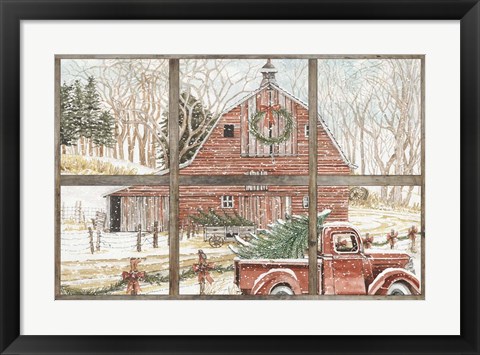 Framed Christmas Barn View Print