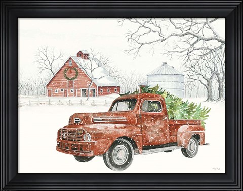 Framed Christmas Barn Print
