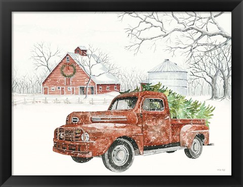 Framed Christmas Barn Print