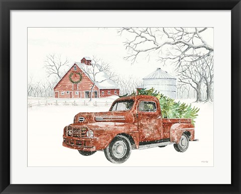 Framed Christmas Barn Print