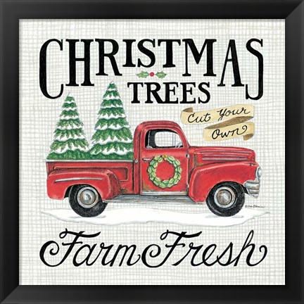 Framed Christmas Trees Farm Fresh Print